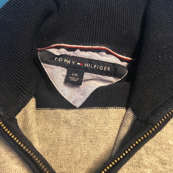 Men’s Tommy Hilfiger Striped Quarter Zip Sweater - Picture 1 of 3